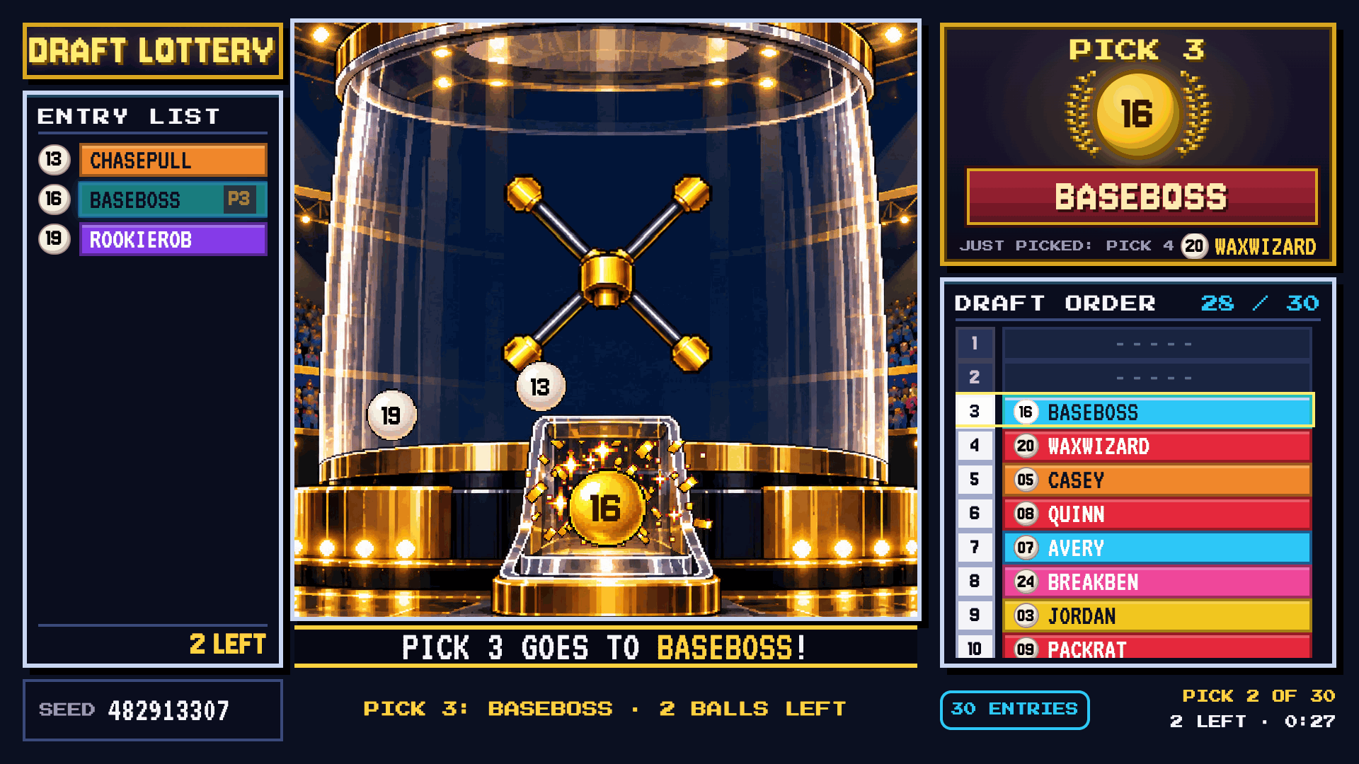 Draft Lottery gameplay